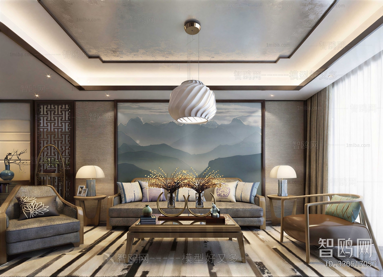 New Chinese Style A Living Room