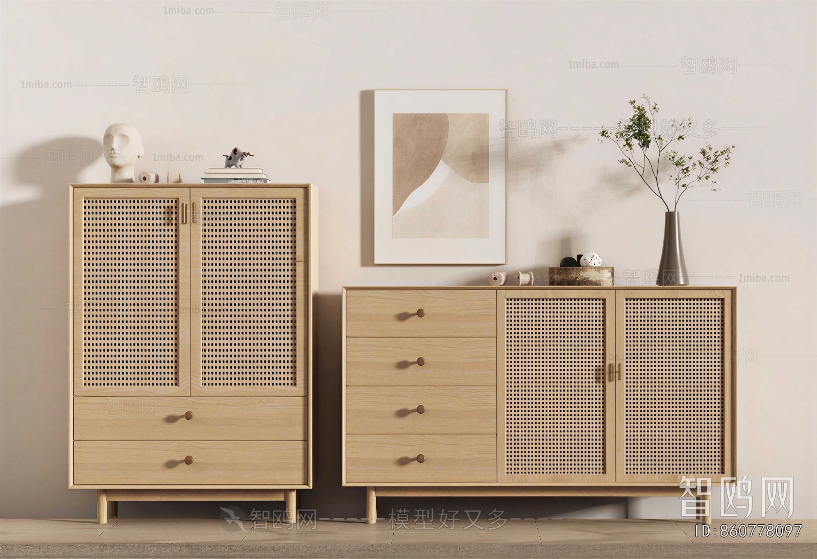 Wabi-sabi Style Side Cabinet