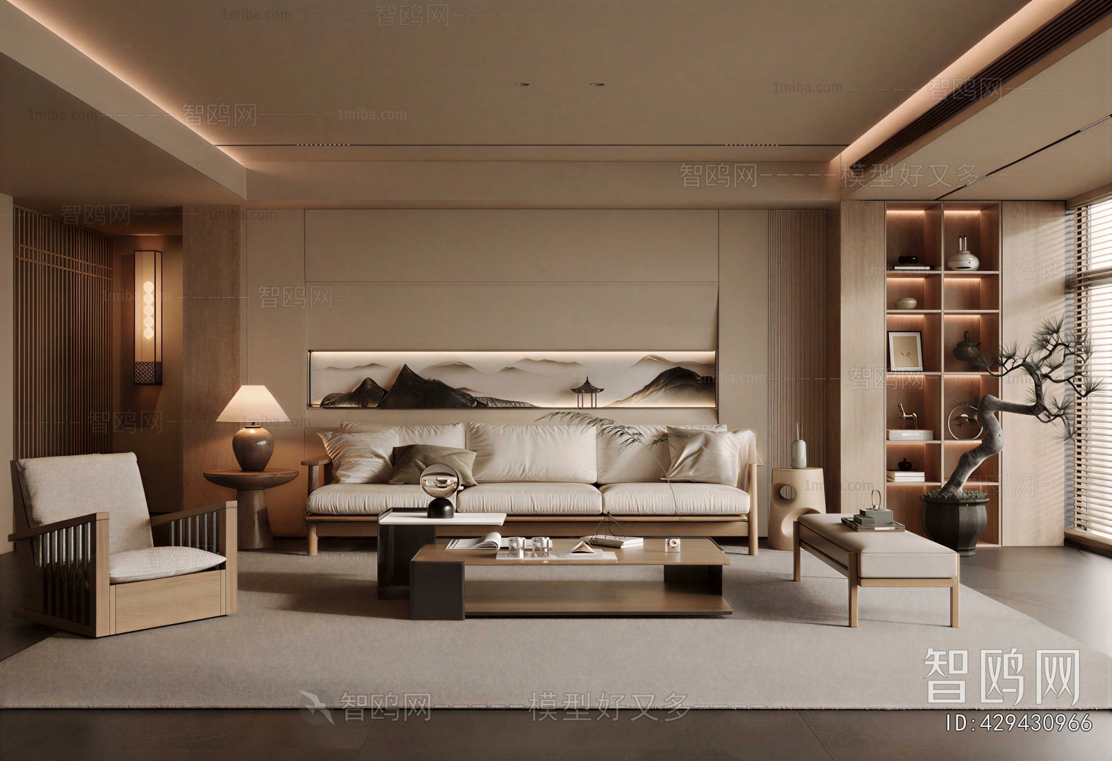 New Chinese Style A Living Room