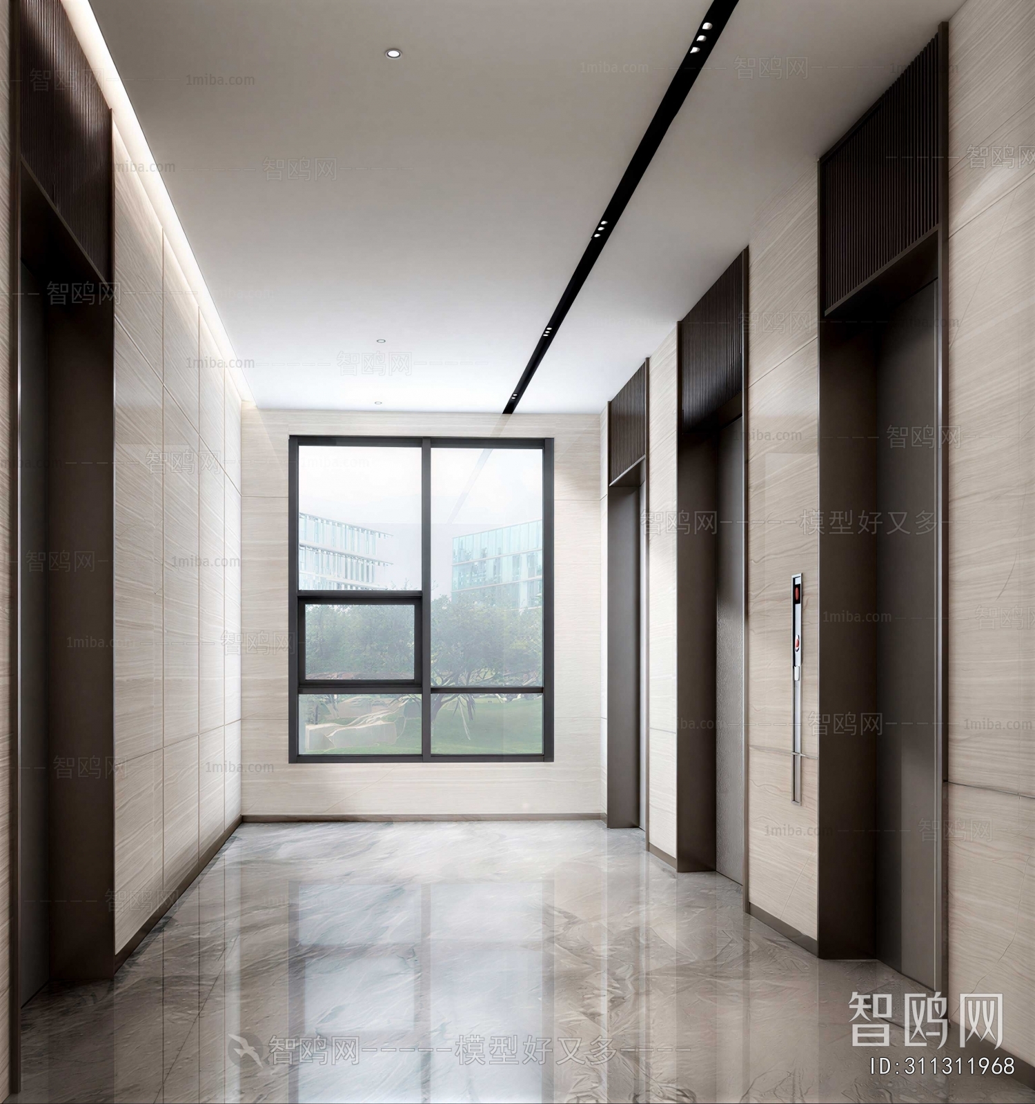 Modern Office Elevator Hall