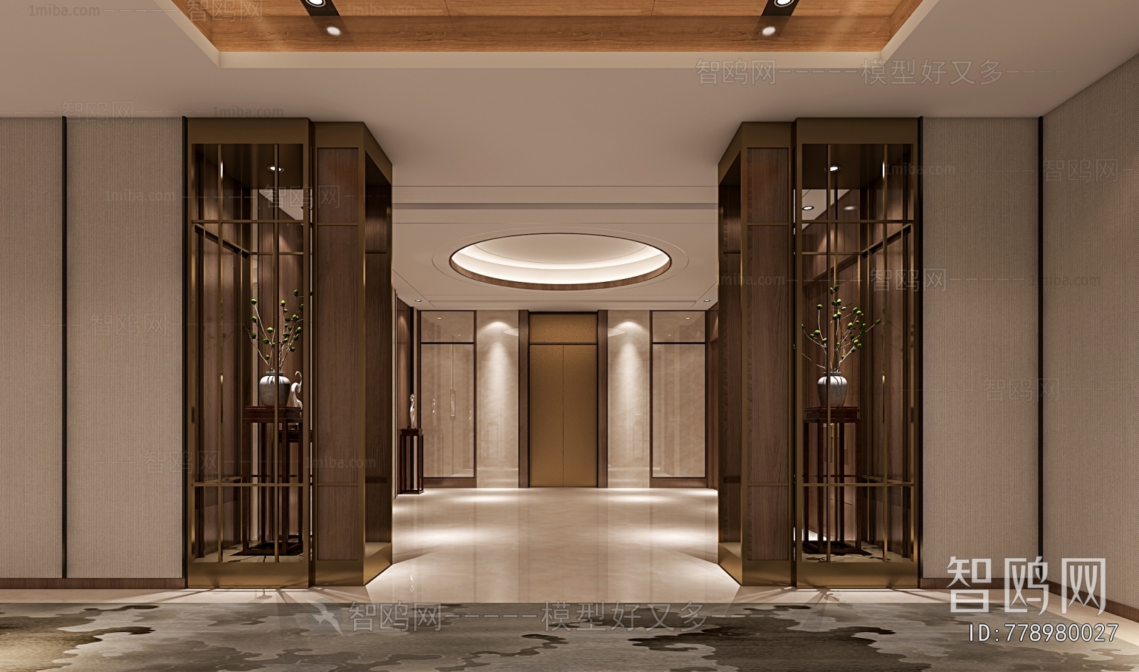 New Chinese Style Elevator Hall