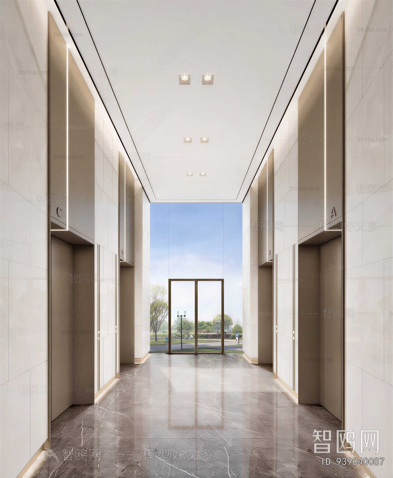 Modern Office Elevator Hall