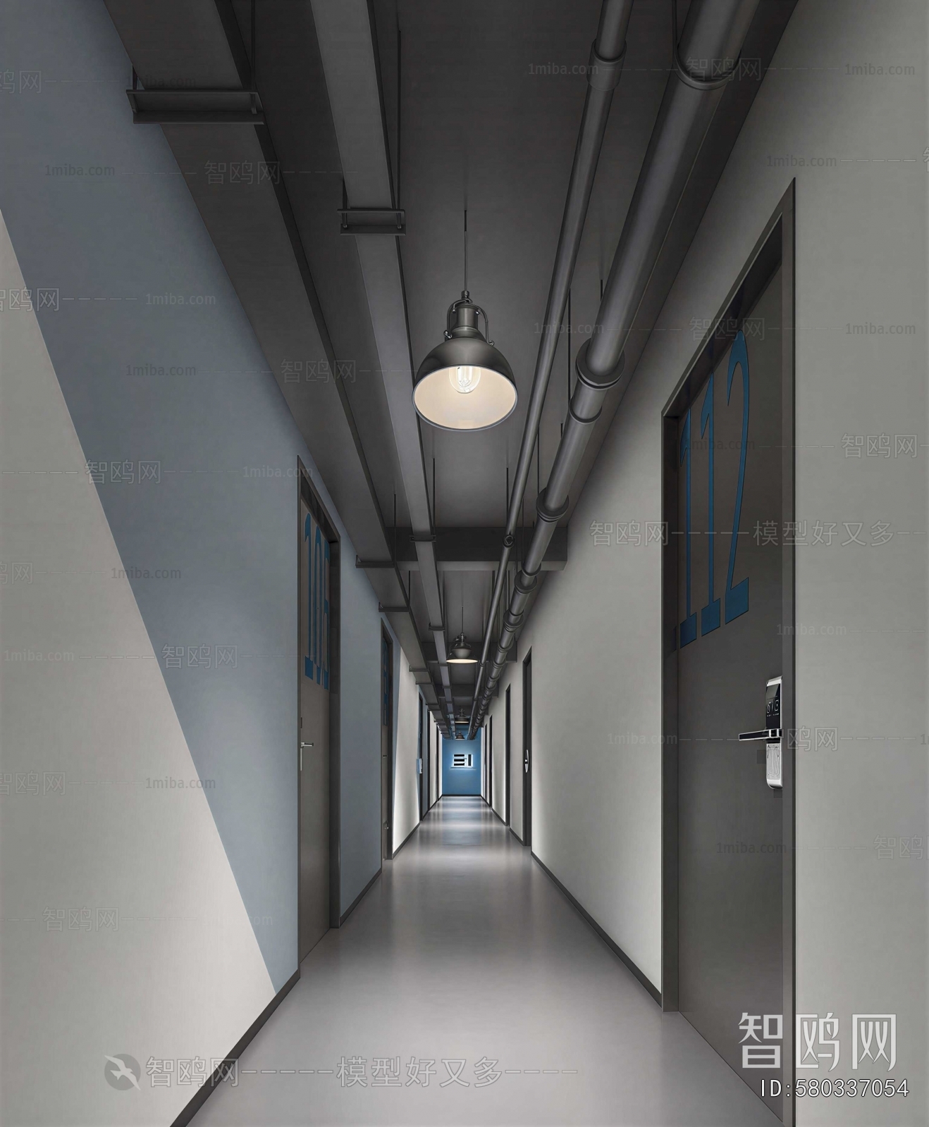 Industrial Style Office Aisle