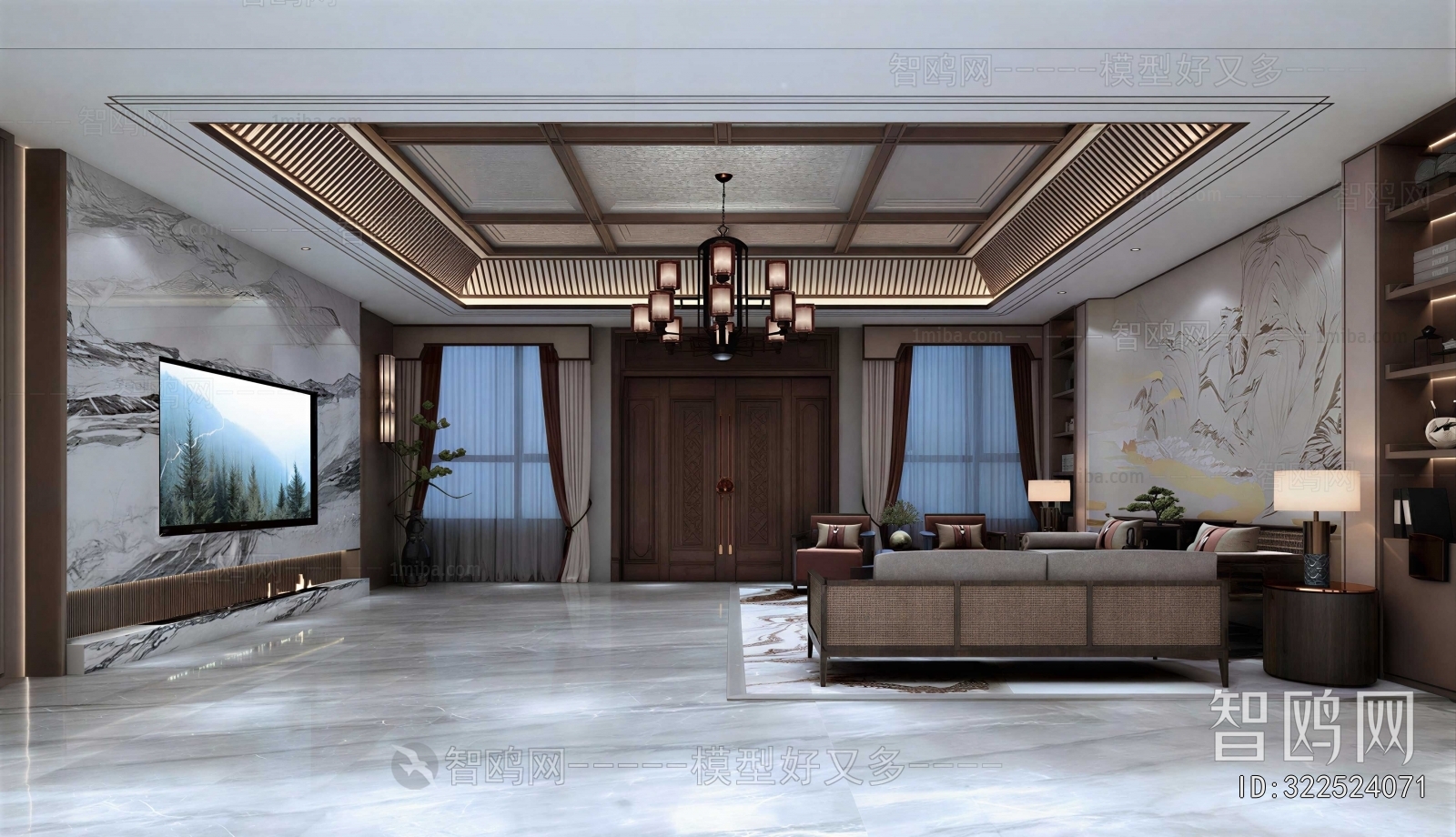 New Chinese Style A Living Room