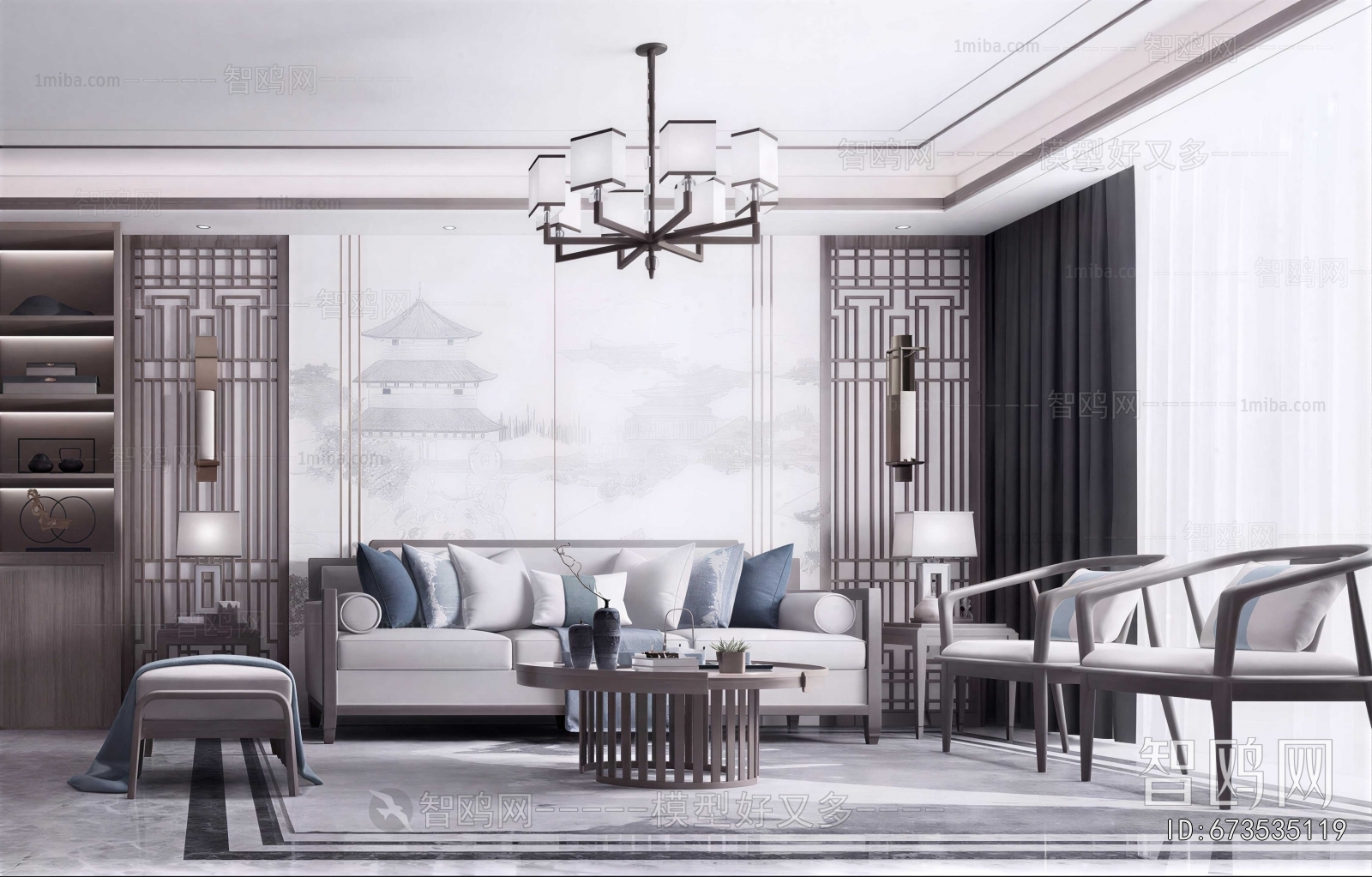 New Chinese Style A Living Room