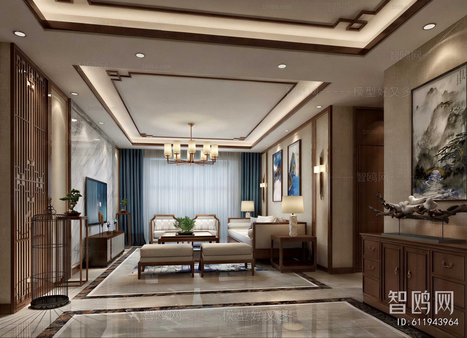 New Chinese Style A Living Room