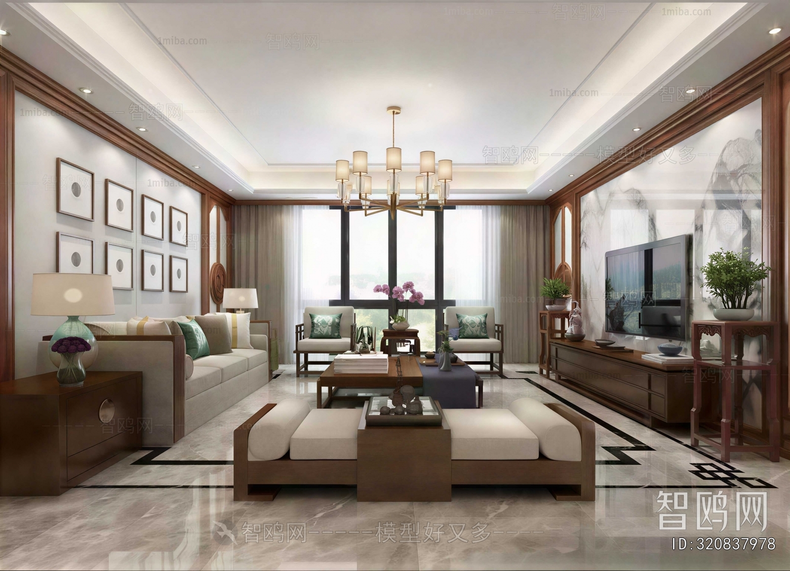 New Chinese Style A Living Room