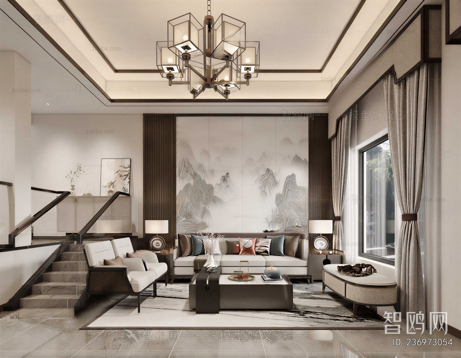 New Chinese Style A Living Room