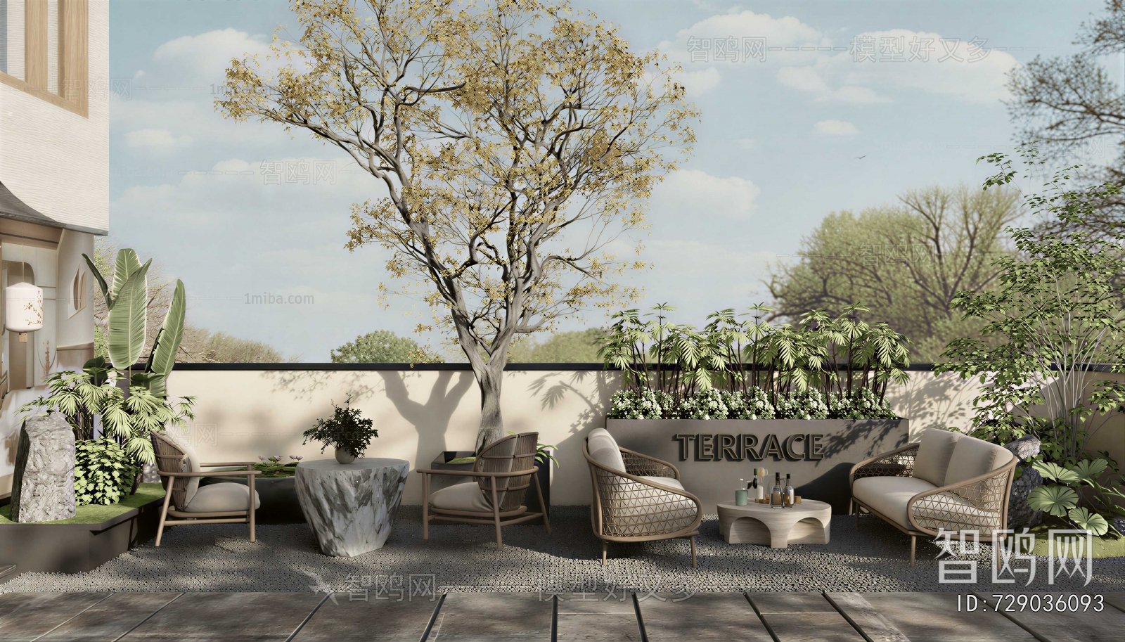 Retro Style Courtyard/landscape