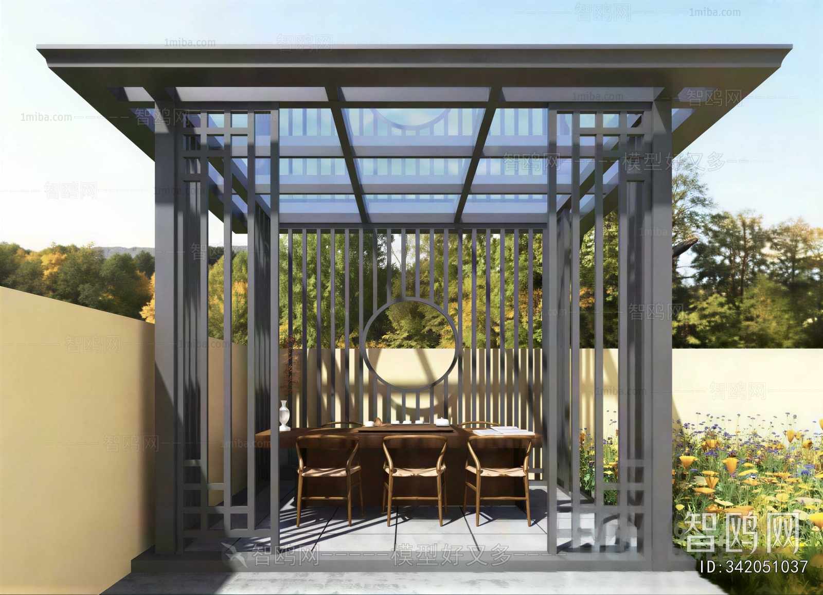 New Chinese Style Glass Sun Room