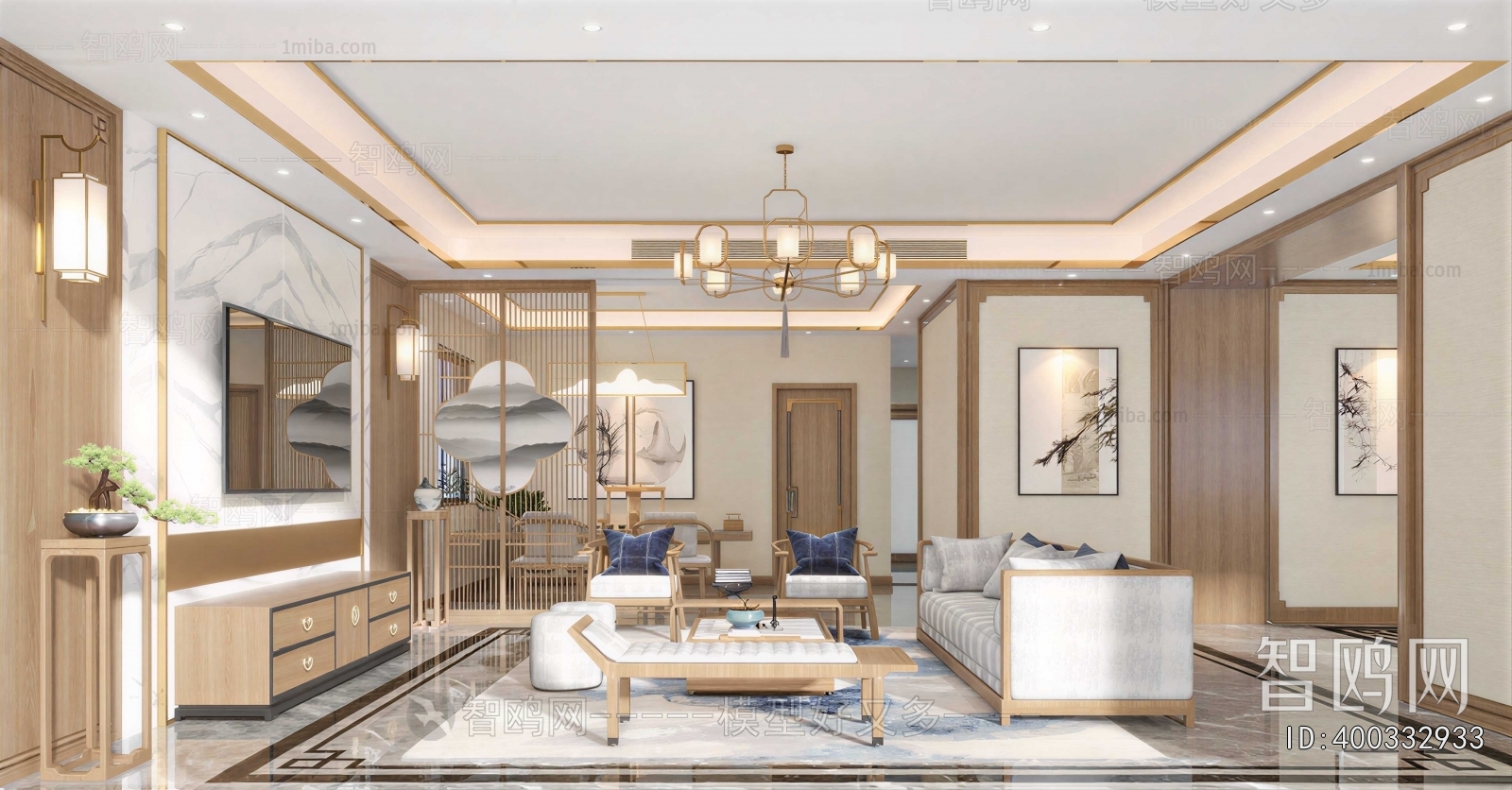 New Chinese Style A Living Room