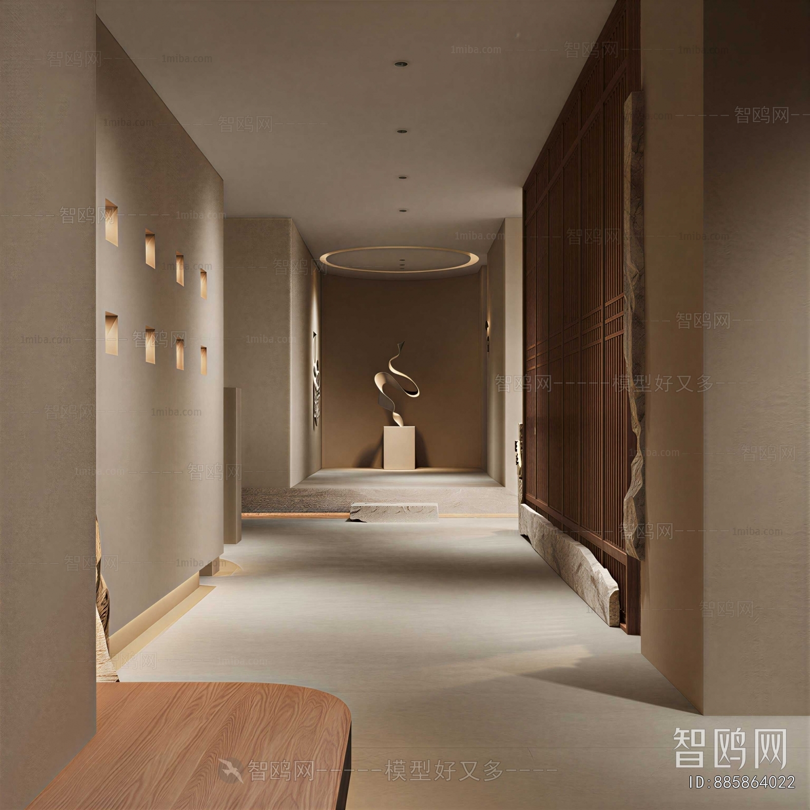 Wabi-sabi Style Office Aisle