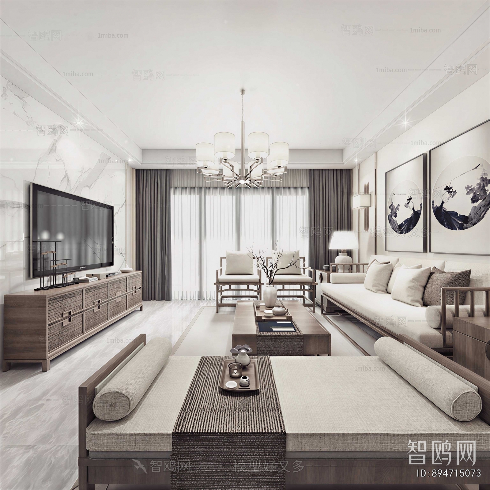 New Chinese Style A Living Room