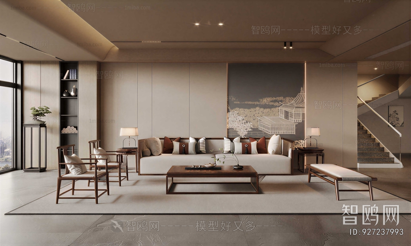 New Chinese Style A Living Room