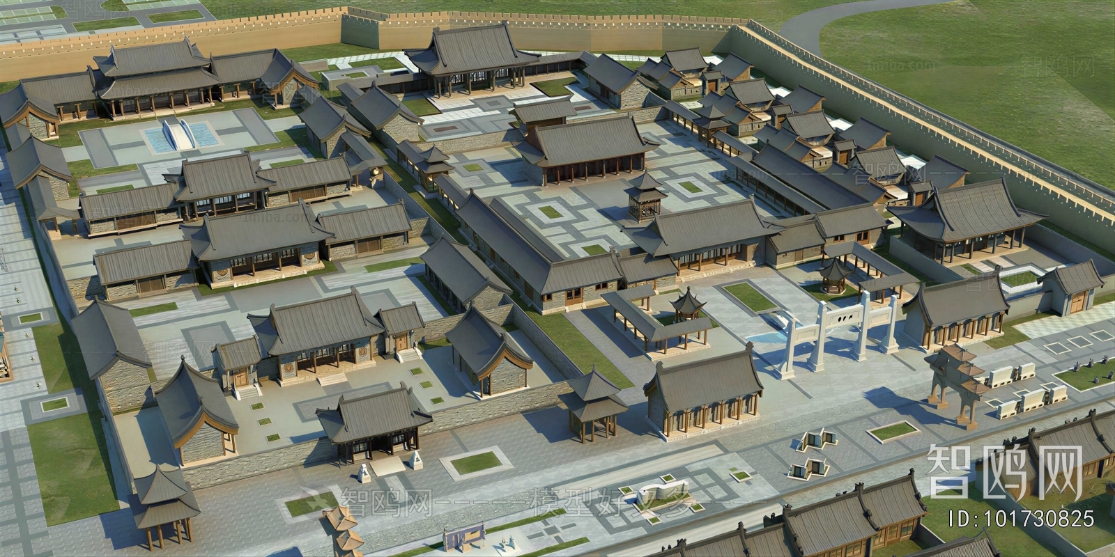 New Chinese Style Architectural Bird's-eye View Planning
