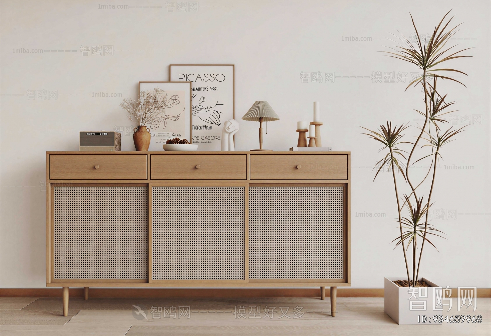 Wabi-sabi Style Side Cabinet