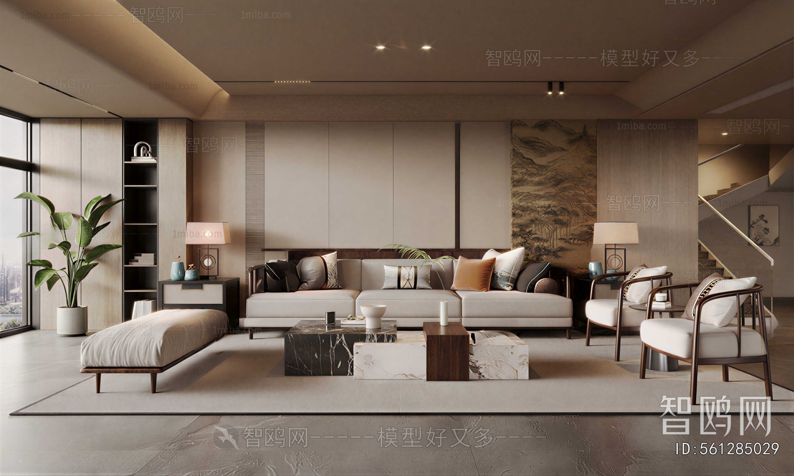 New Chinese Style A Living Room