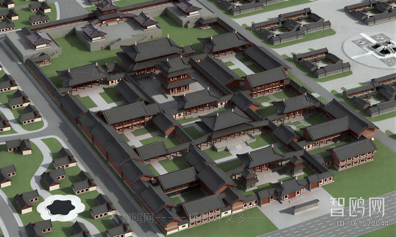 New Chinese Style Architectural Bird's-eye View Planning