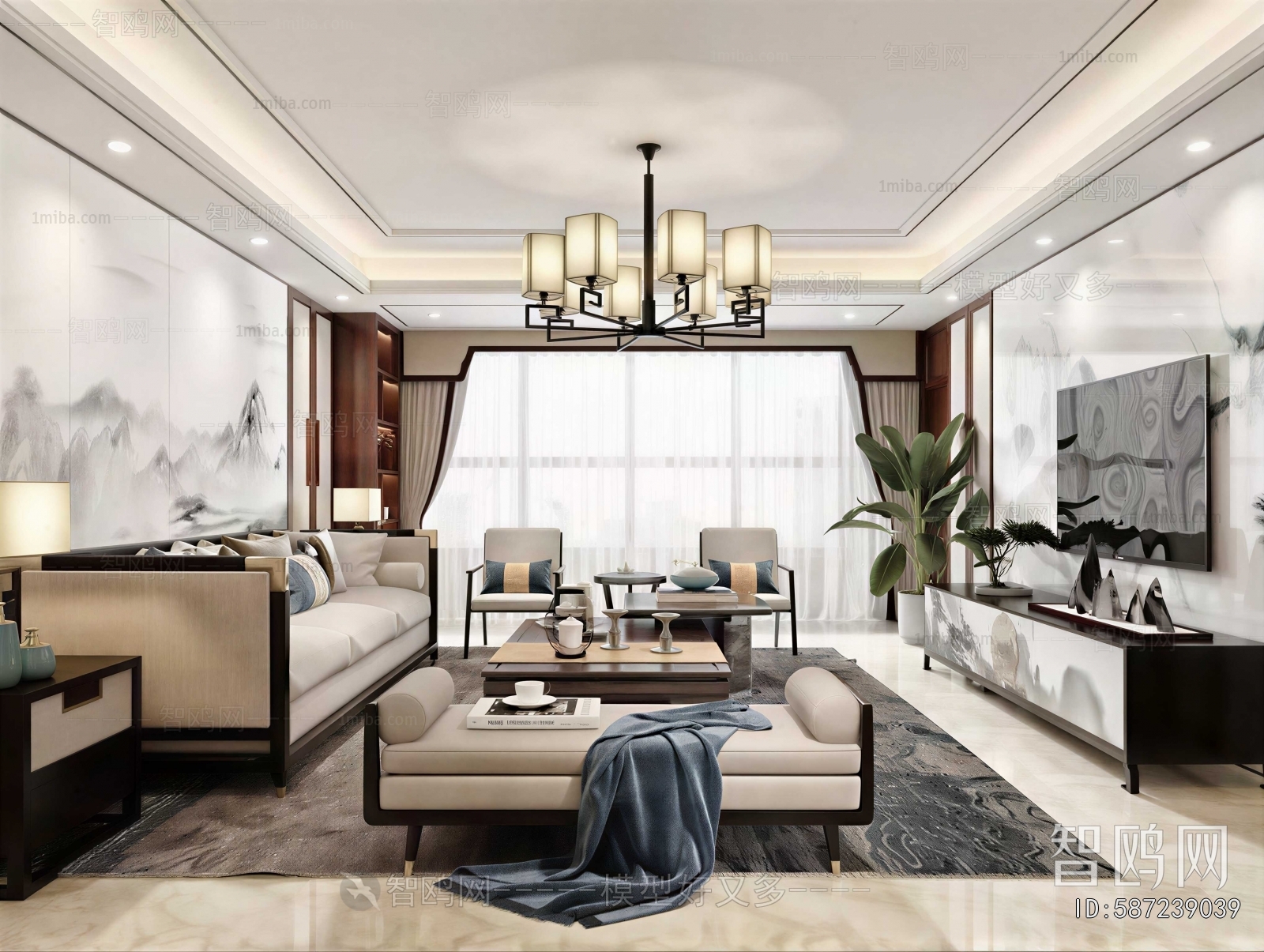 New Chinese Style A Living Room