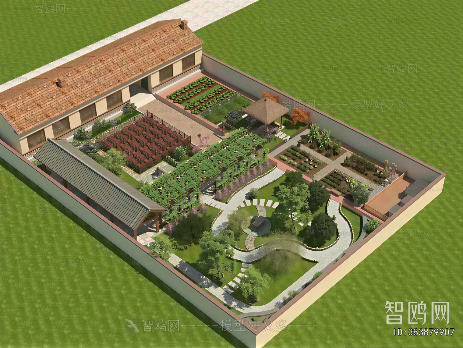 New Chinese Style Architectural Bird's-eye View Planning