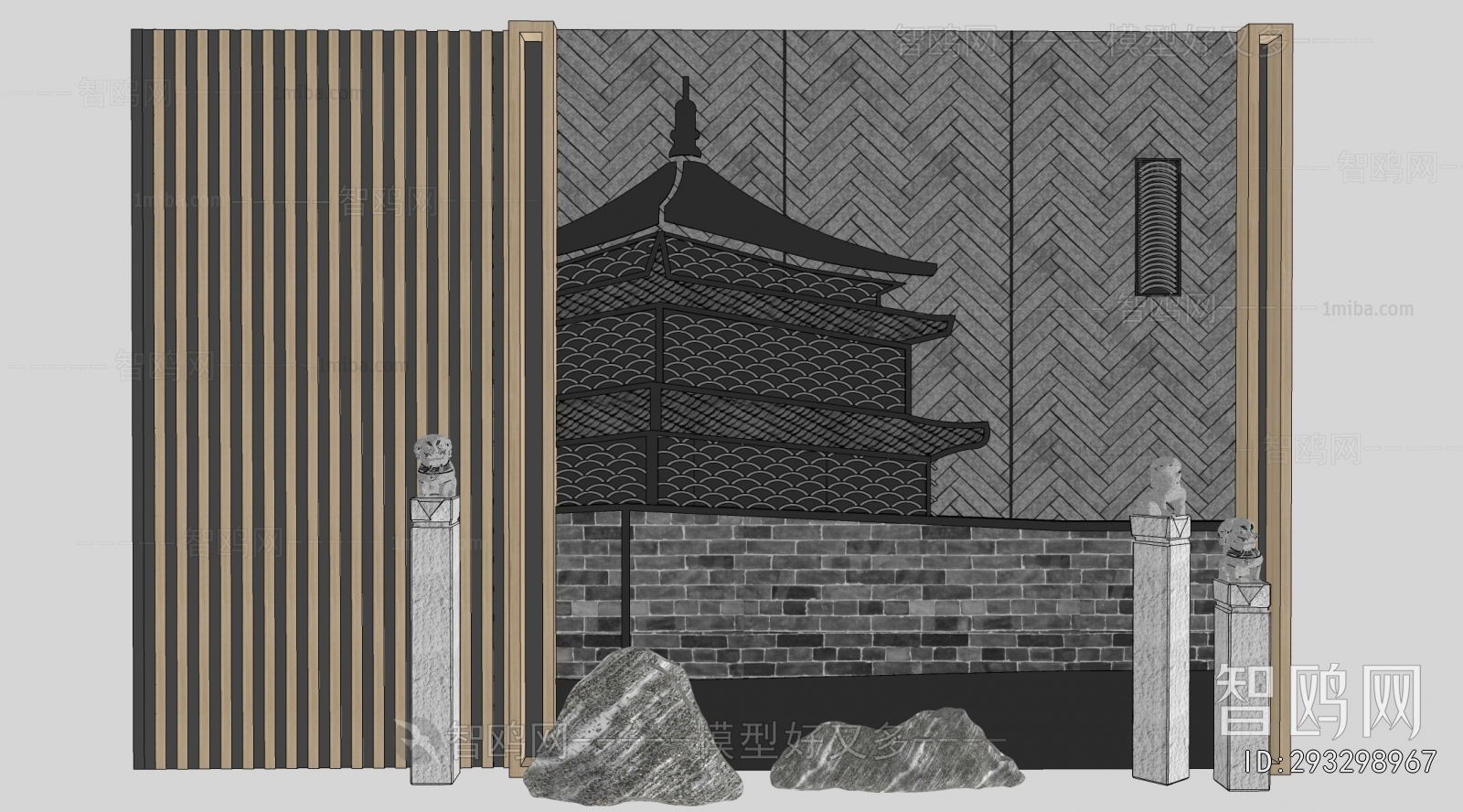 New Chinese Style TV Wall