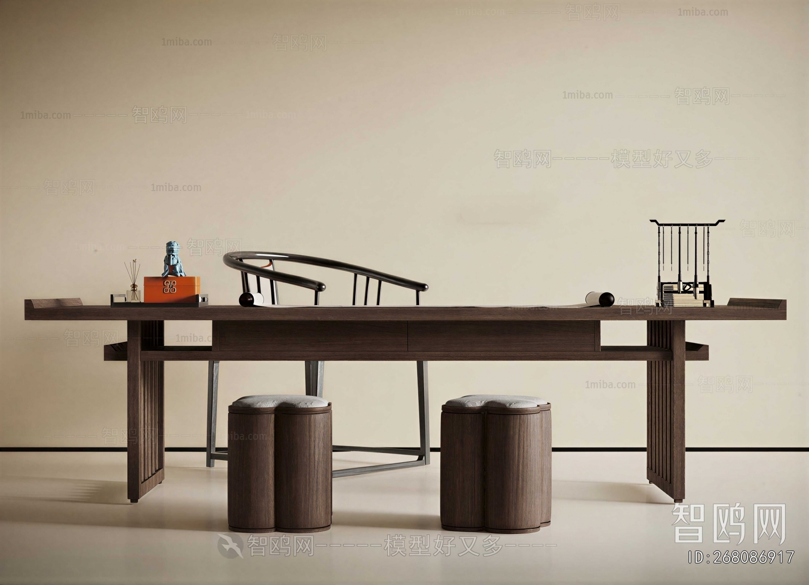 New Chinese Style Computer Desk And Chair