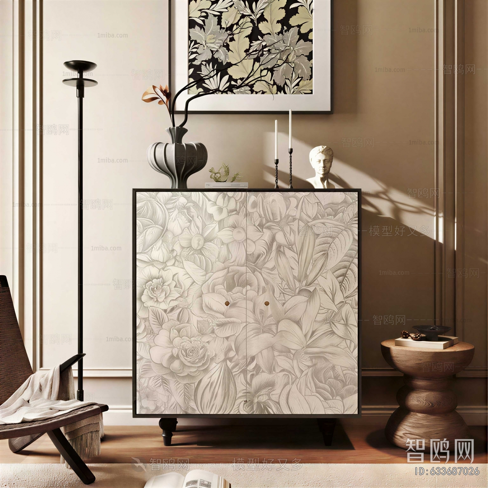 Wabi-sabi Style Side Cabinet