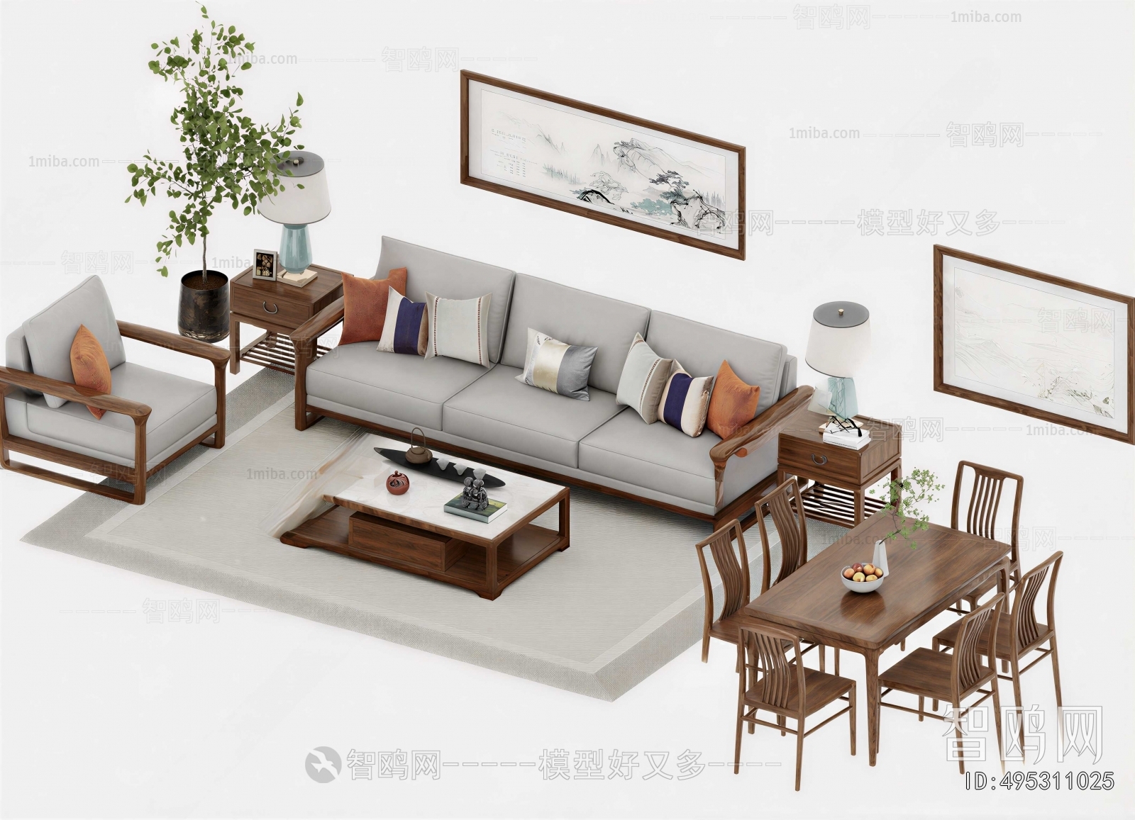 New Chinese Style Sofa Combination