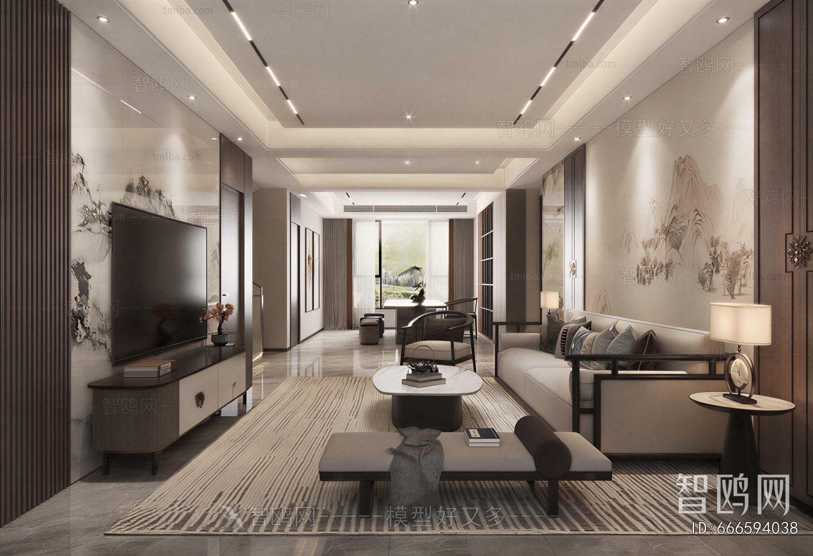 New Chinese Style A Living Room