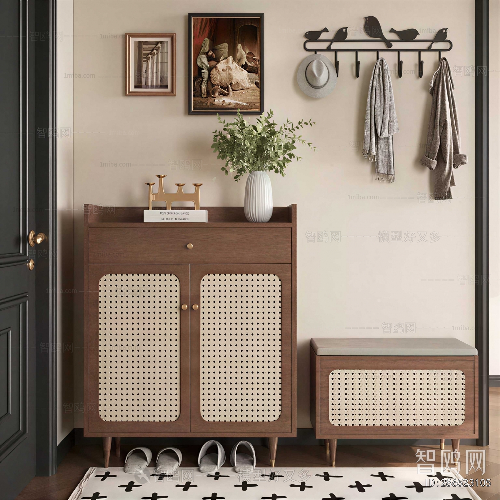 Wabi-sabi Style Shoe Cabinet