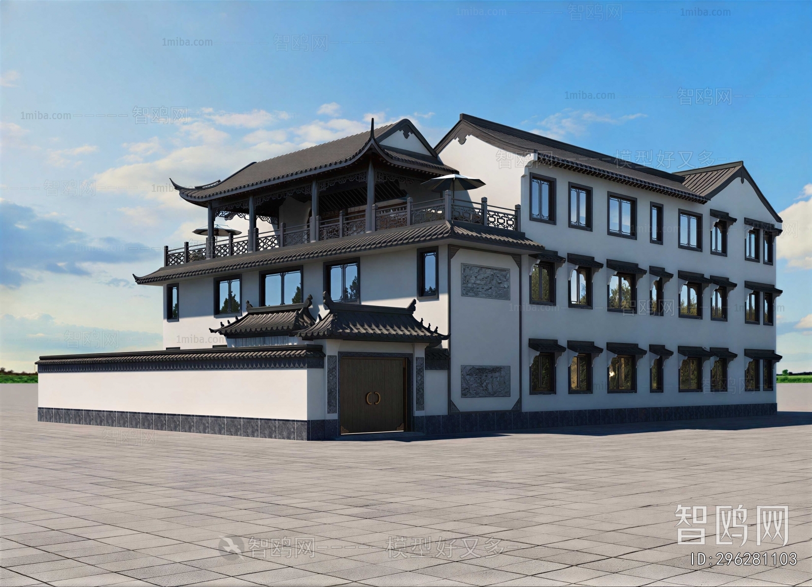 New Chinese Style Appearance Of Commercial Building