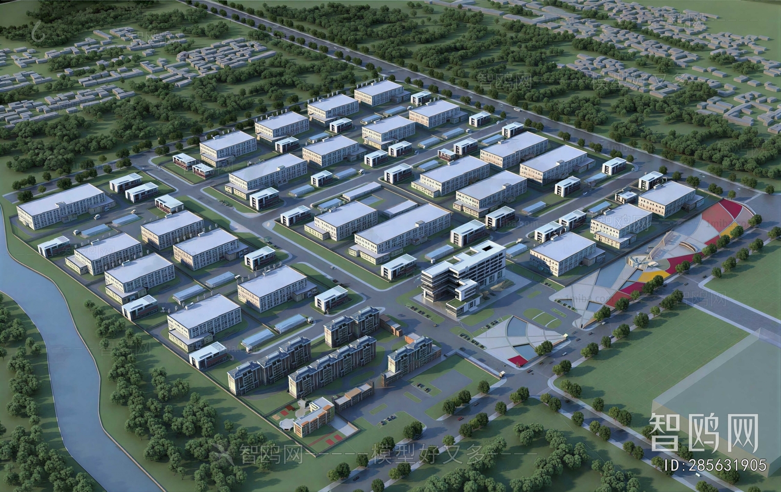 Modern Architectural Bird's-eye View Planning