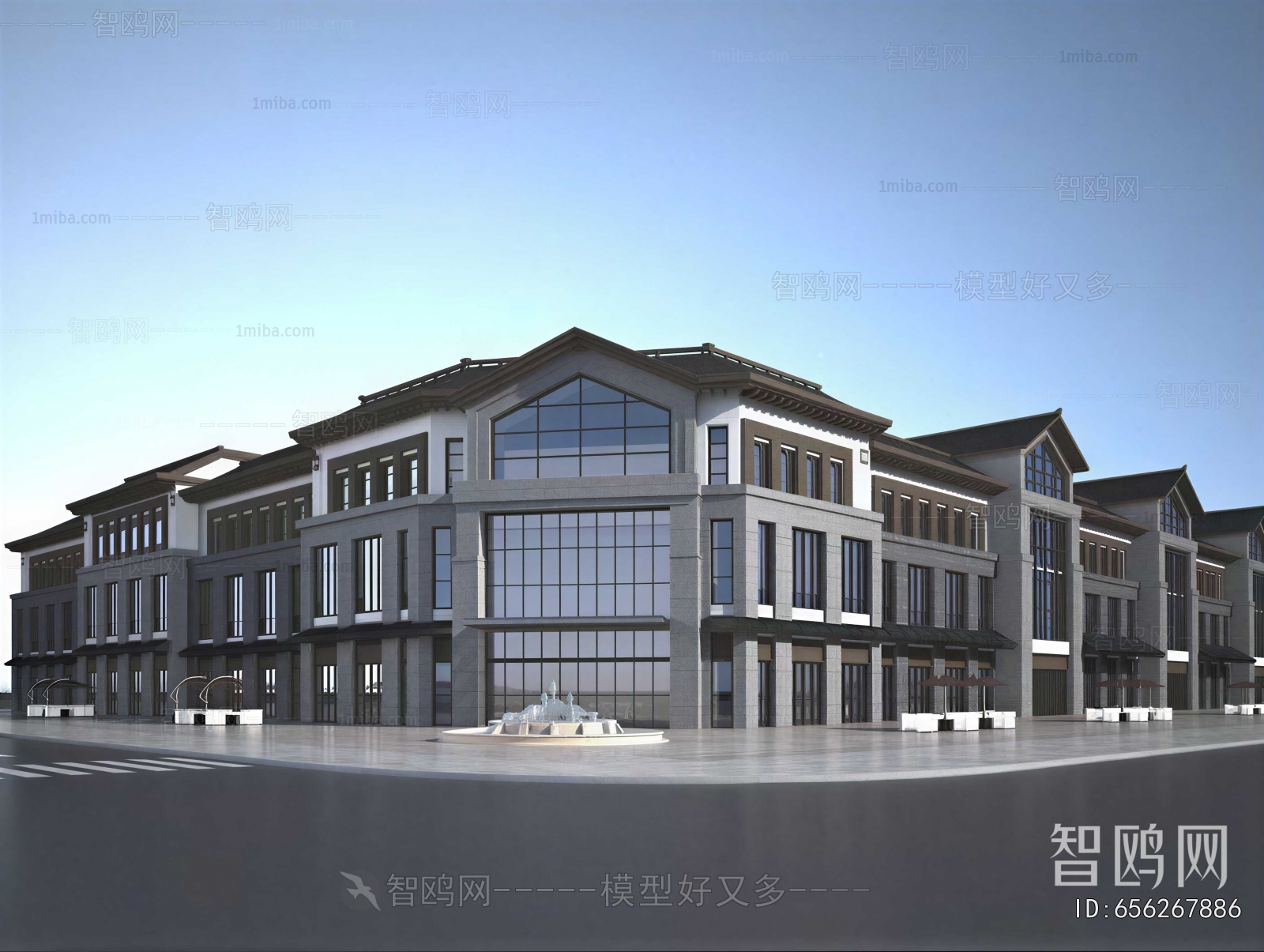 New Chinese Style Appearance Of Commercial Building