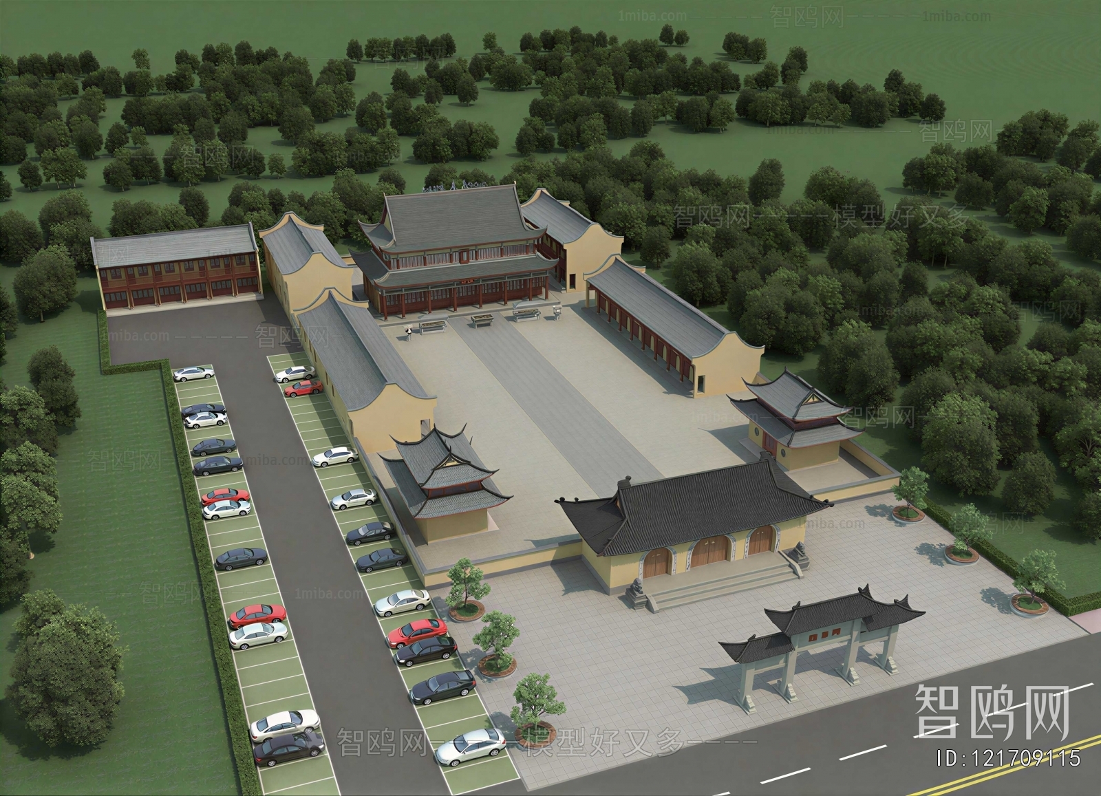 New Chinese Style Architectural Bird's-eye View Planning