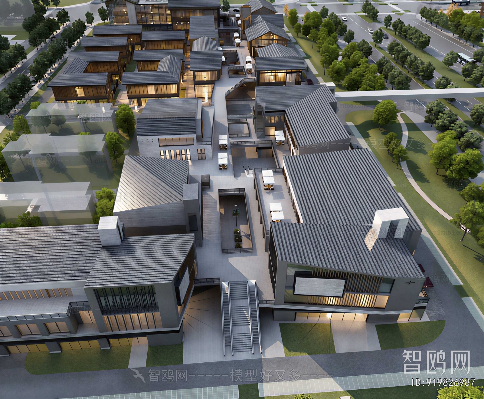 Modern Architectural Bird's-eye View Planning