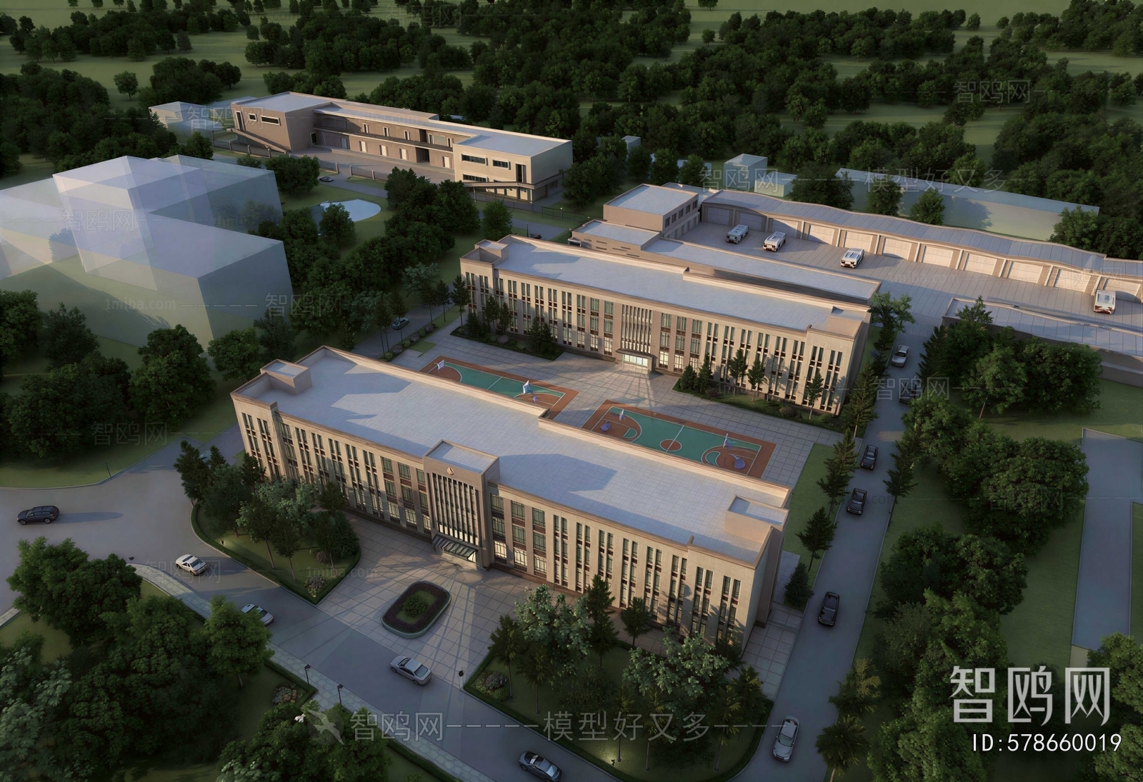 Modern Architectural Bird's-eye View Planning