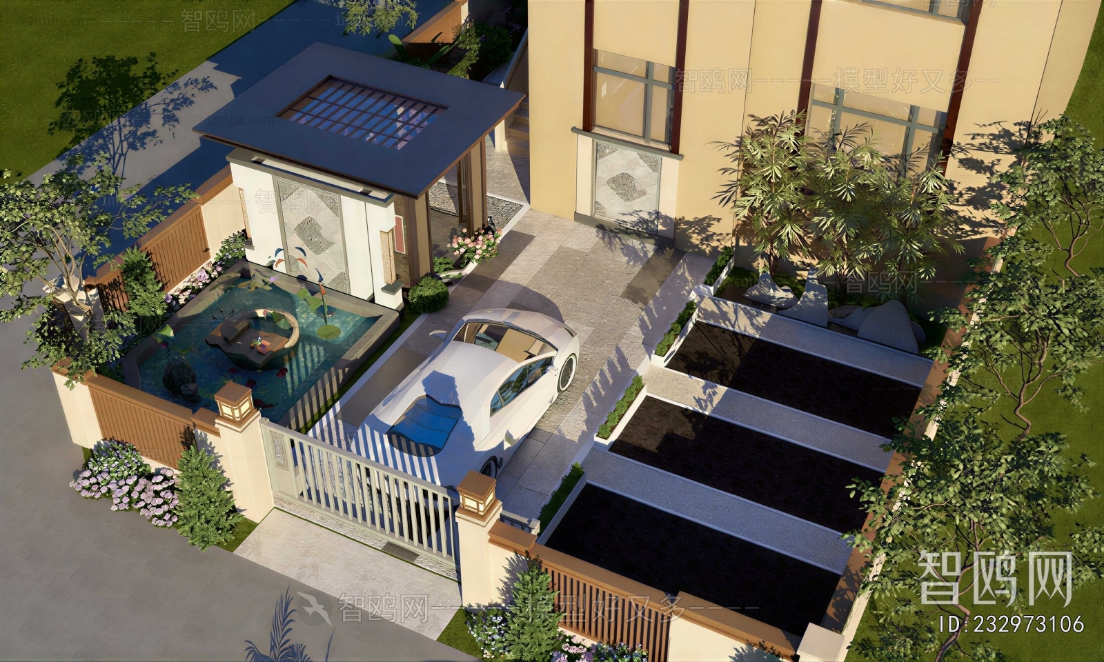 New Chinese Style Architectural Bird's-eye View Planning