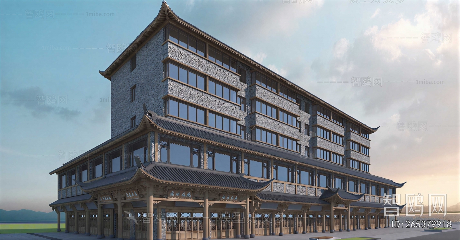 New Chinese Style Appearance Of Commercial Building