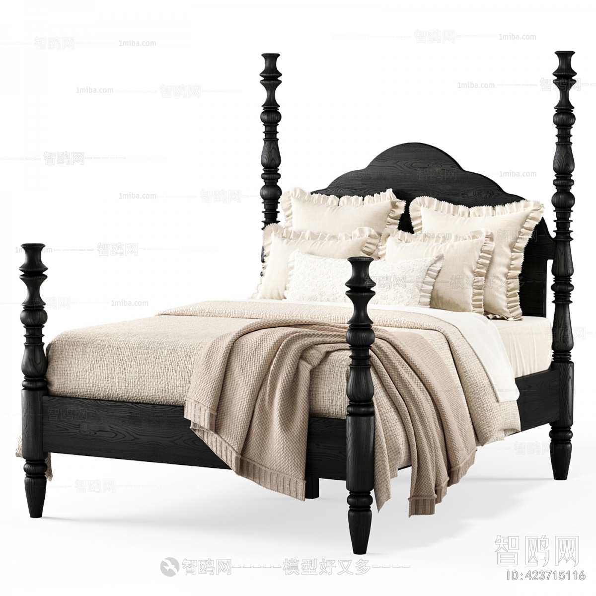 Simple European Style Double Bed