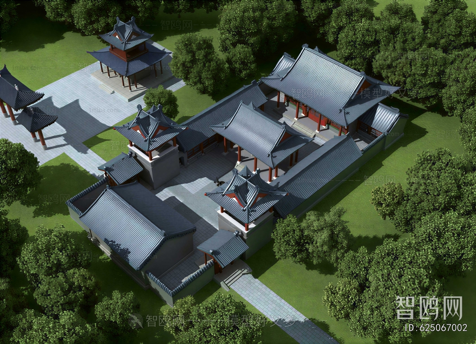 New Chinese Style Architectural Bird's-eye View Planning
