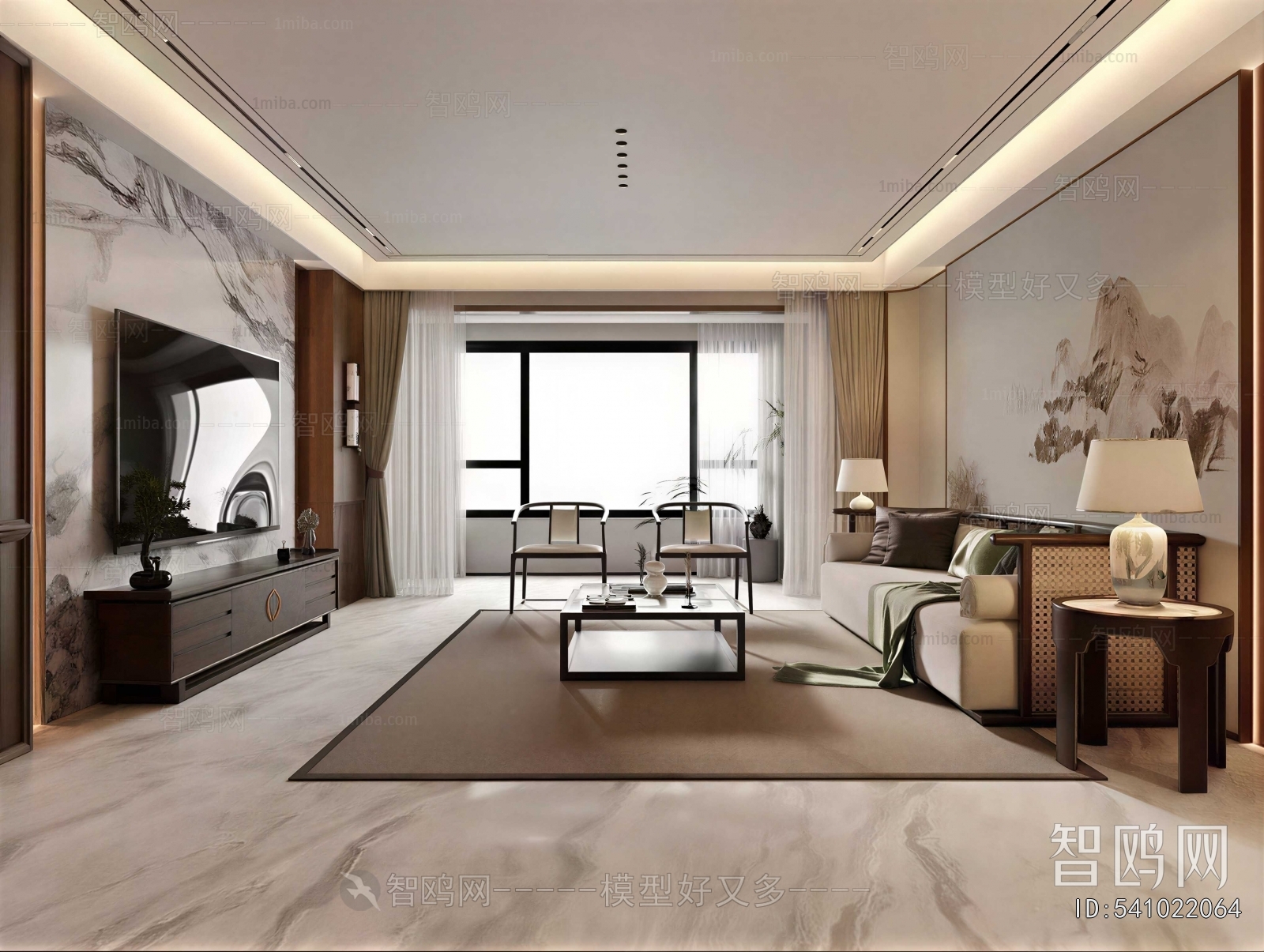 New Chinese Style A Living Room