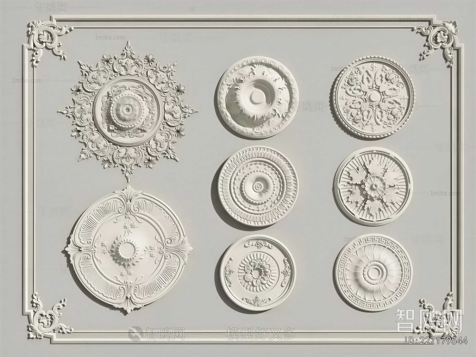 French Style Plaster Carved Top Plate