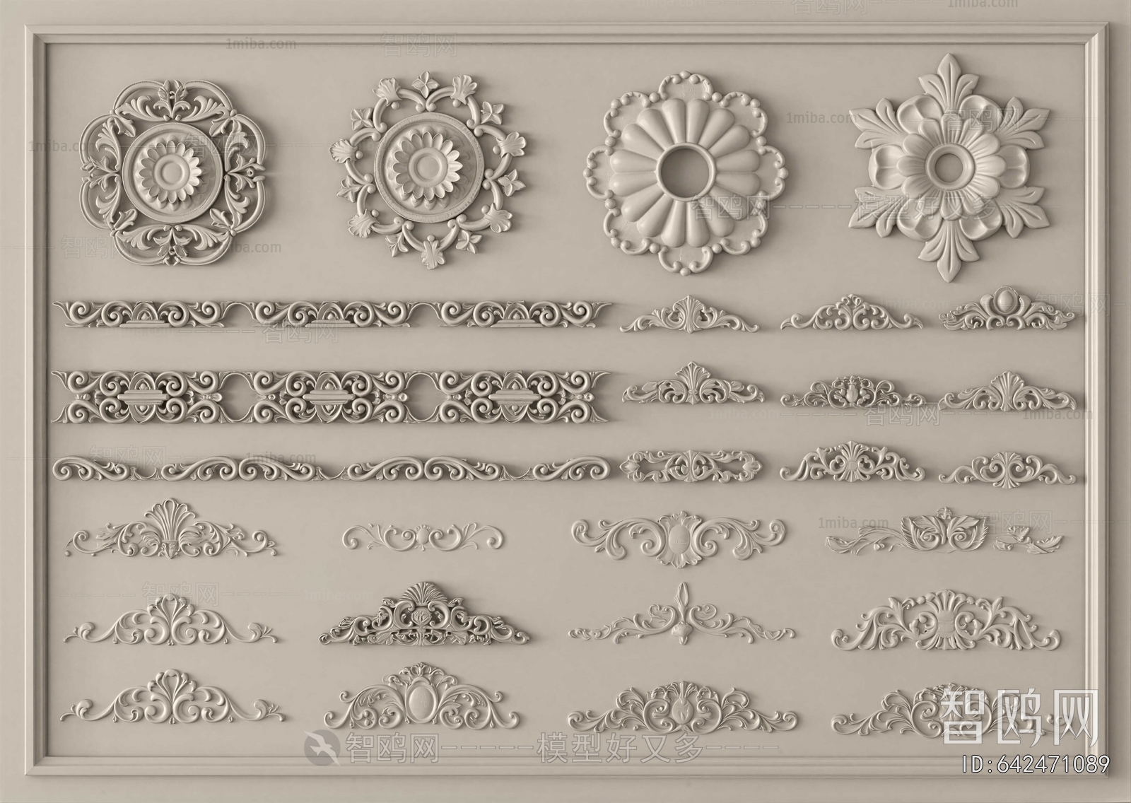 European Style Plaster Carved Top Plate