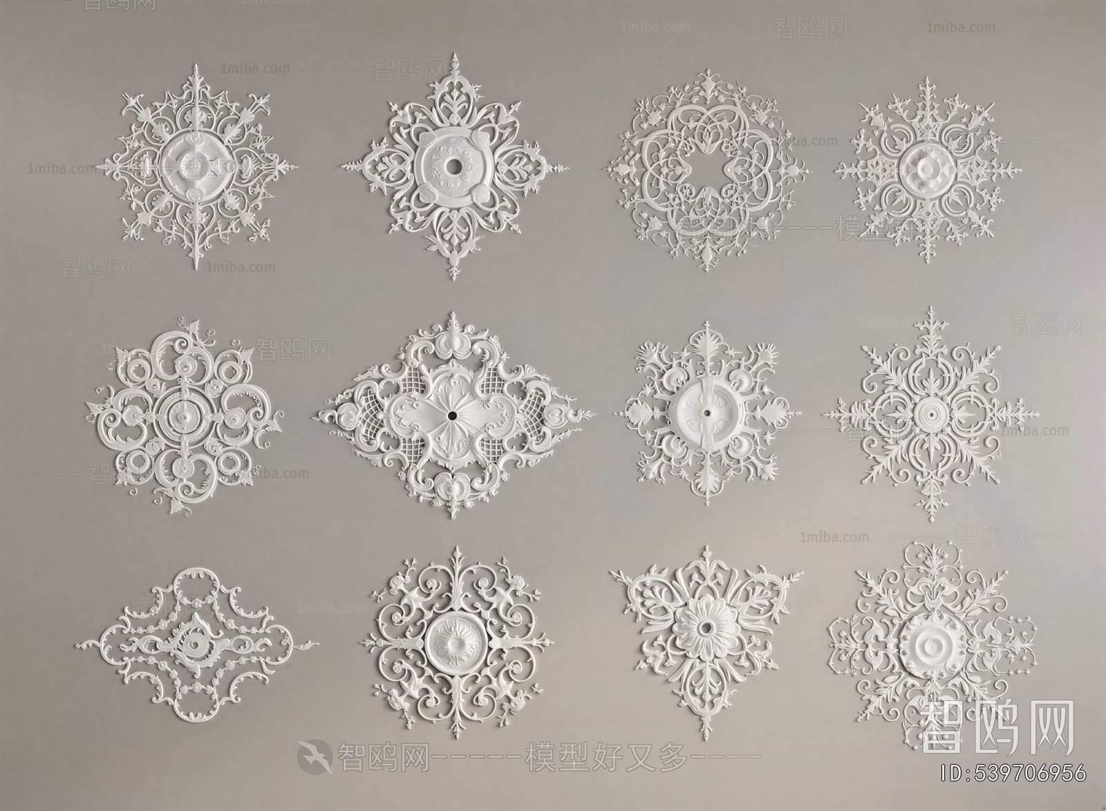 French Style Plaster Carved Top Plate