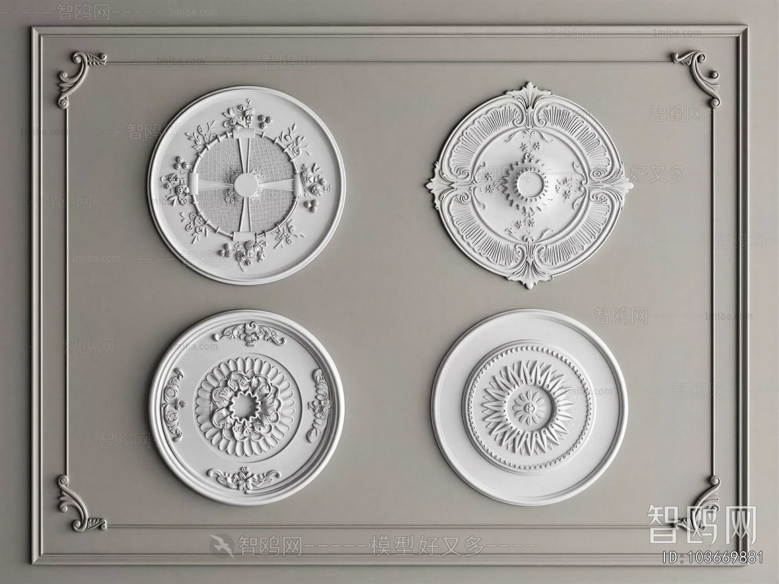 French Style Plaster Carved Top Plate