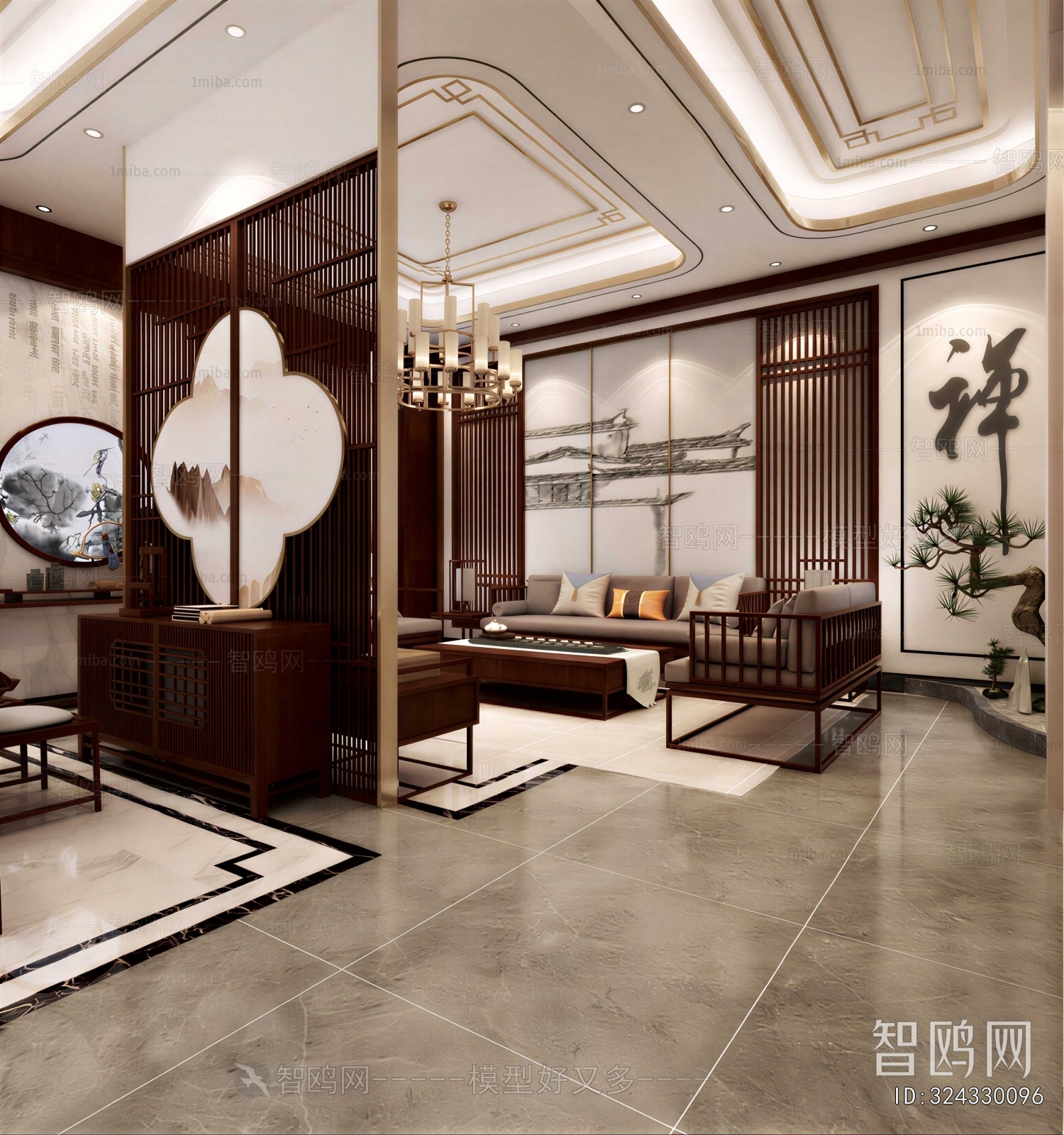New Chinese Style A Living Room