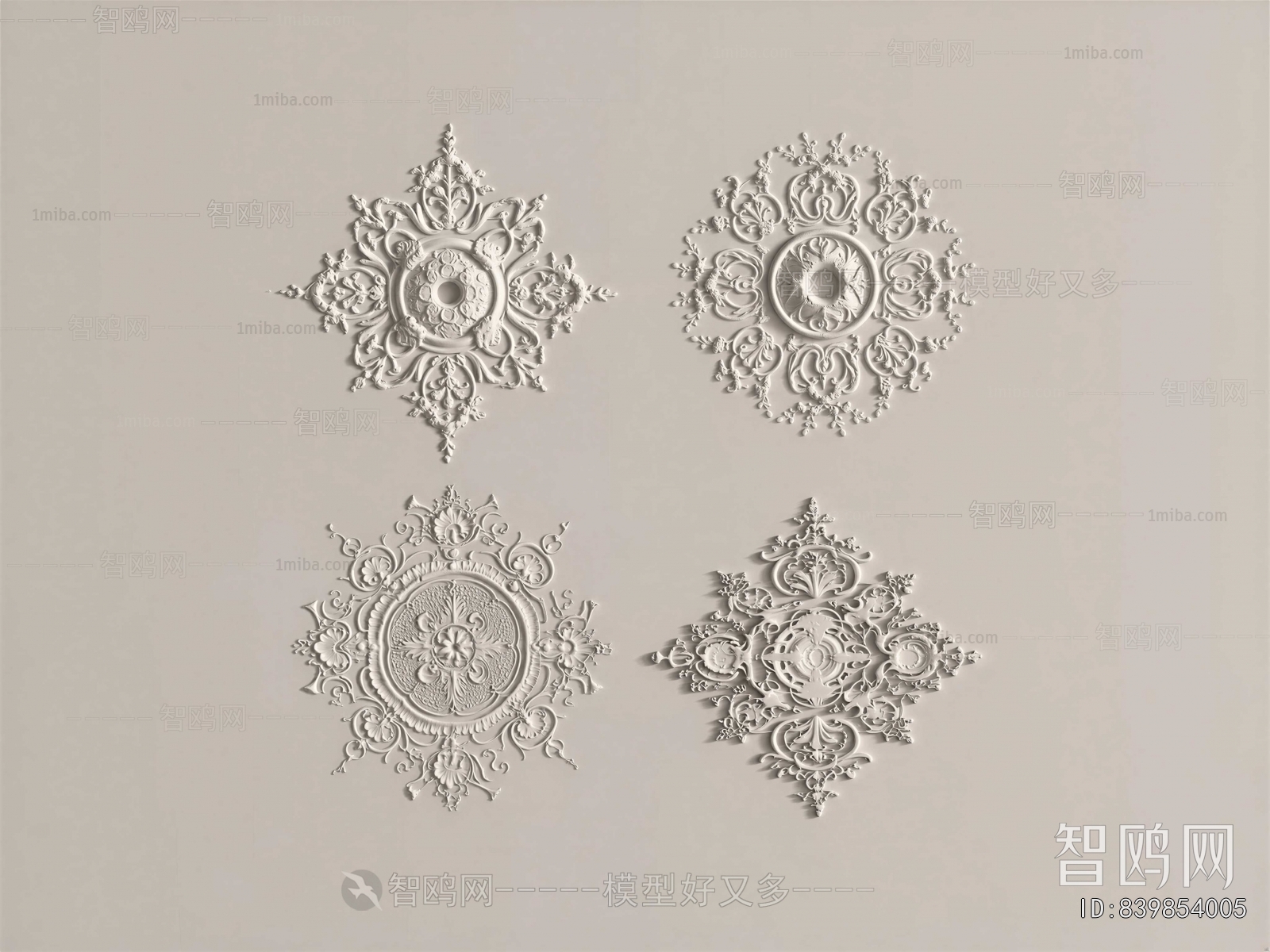 European Style Plaster Carved Top Plate