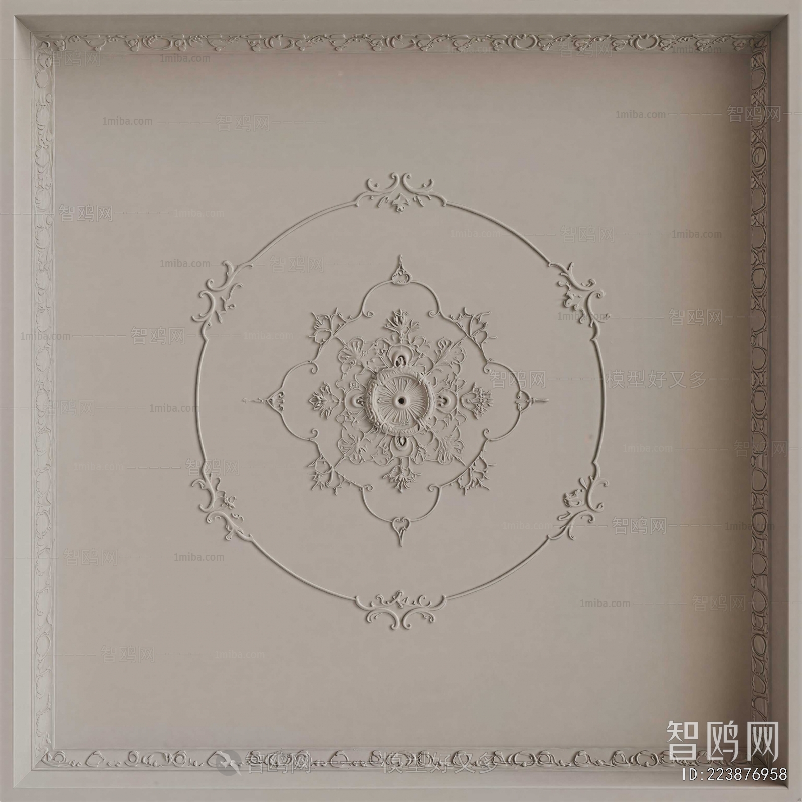 French Style Plaster Carved Top Plate