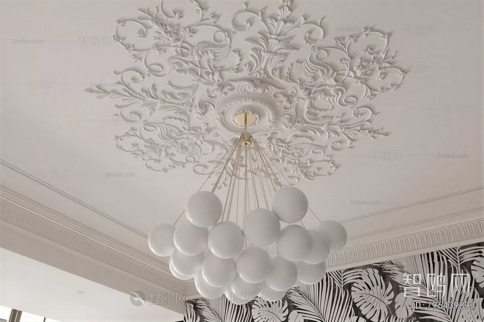 French Style Plaster Carved Top Plate