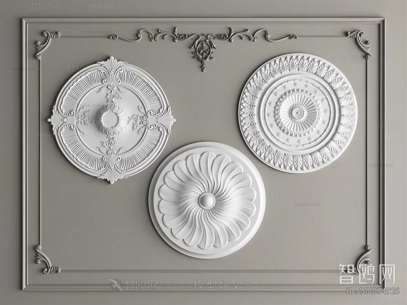 French Style Plaster Carved Top Plate